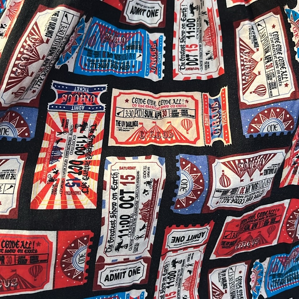 Unique Vintage Ticket Print Halter Swing Dress - Picture 4 of 6
